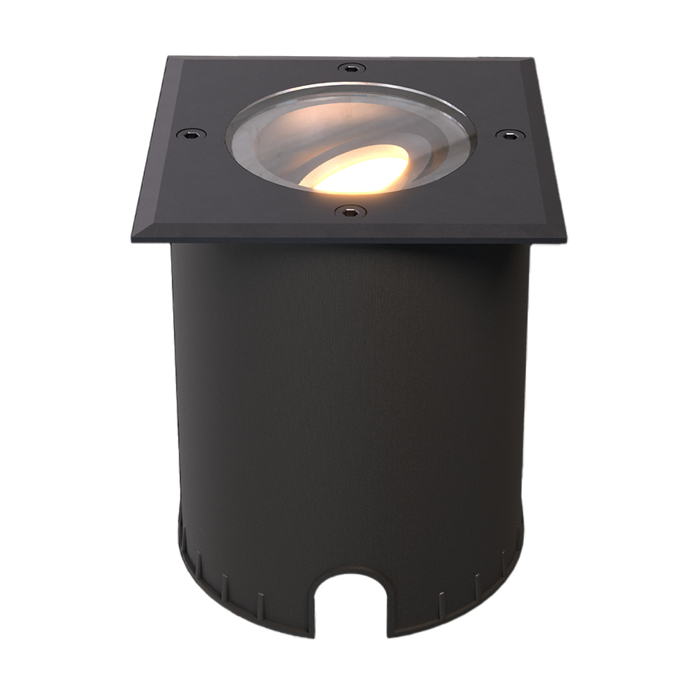 Cody LED Grondspot Zwart - GU10 4W 345lm dimbaar - 2700K - Vierkant - IP67