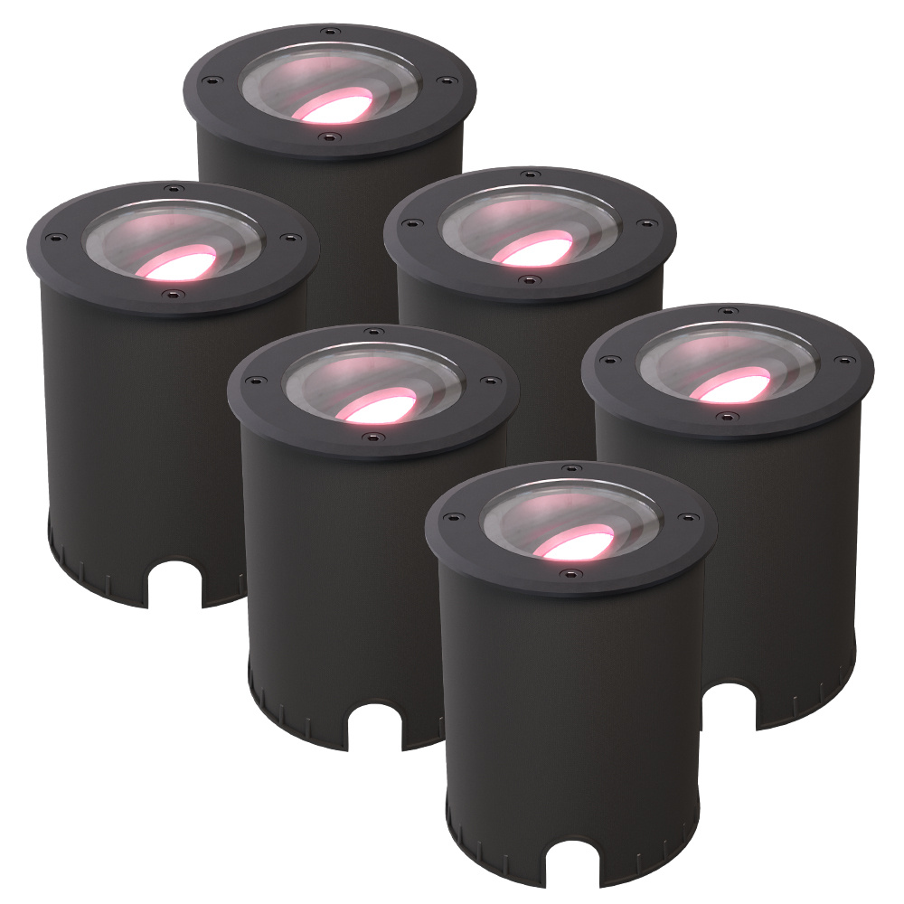 6x Lilly smart Grondspots Zwart - Kantelbaar - Overrijdbaar - RGB + WW - IP67
