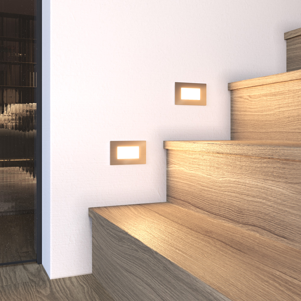 2x Dillon LED Wandeinbauleuchten - Edelstahl - 3W 340 lm - 3000K Warmweiß - IP54