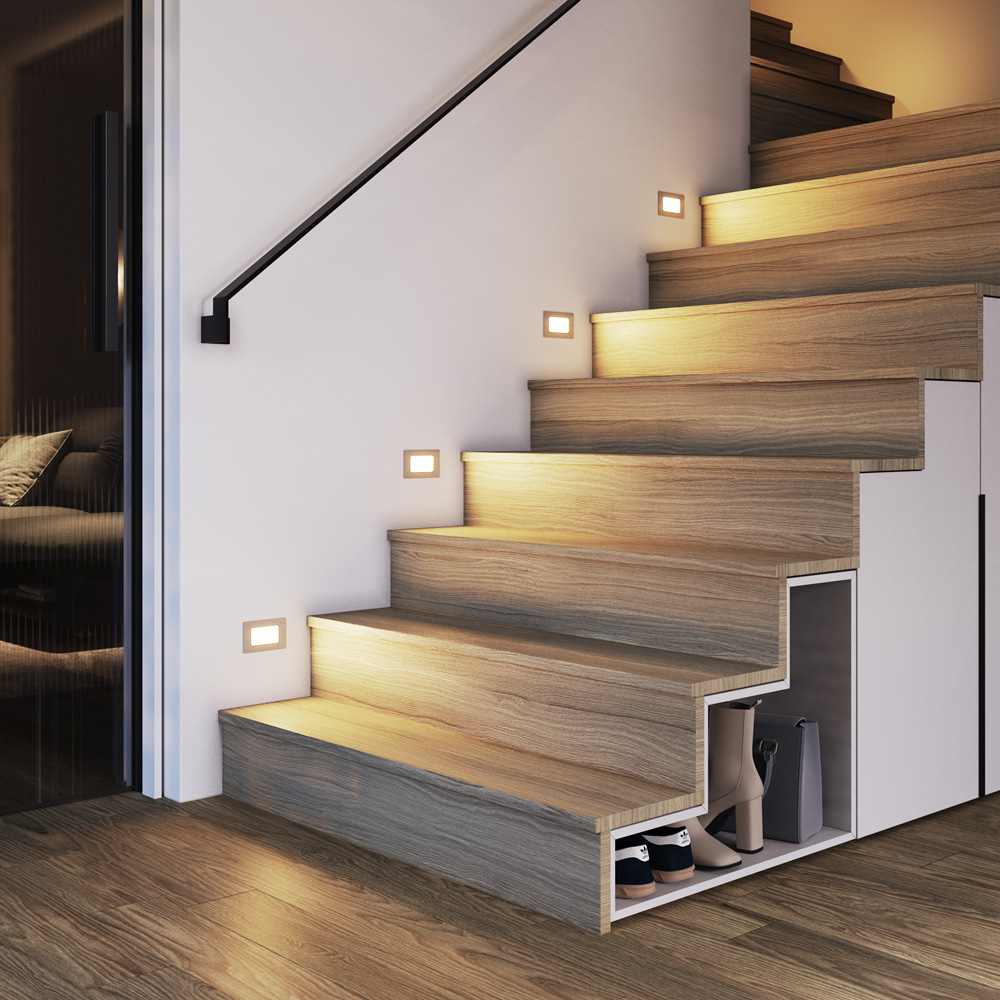 4x Dillon LED Wandeinbauleuchten - Edelstahl - 3W 340 lm - 3000K Warmweiß - IP54