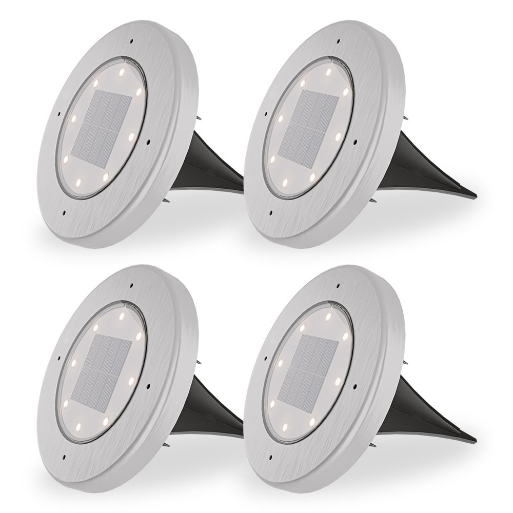Ellis 4x Solar Grondspot - 8 LEDs - 3000K - IP65 - RVS