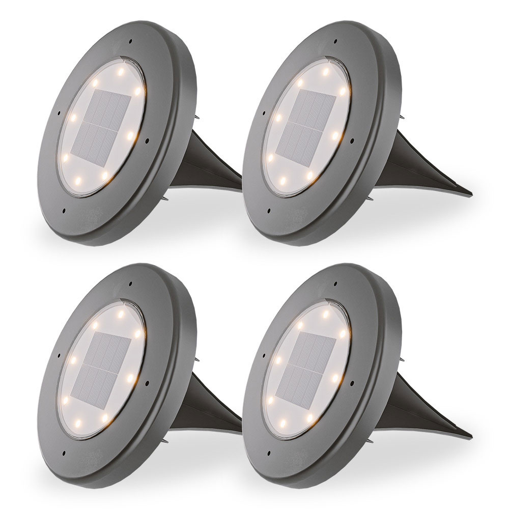 Ellis 4x Solar Grondspot - 8 LEDs - 3000K - IP65 - Zwart