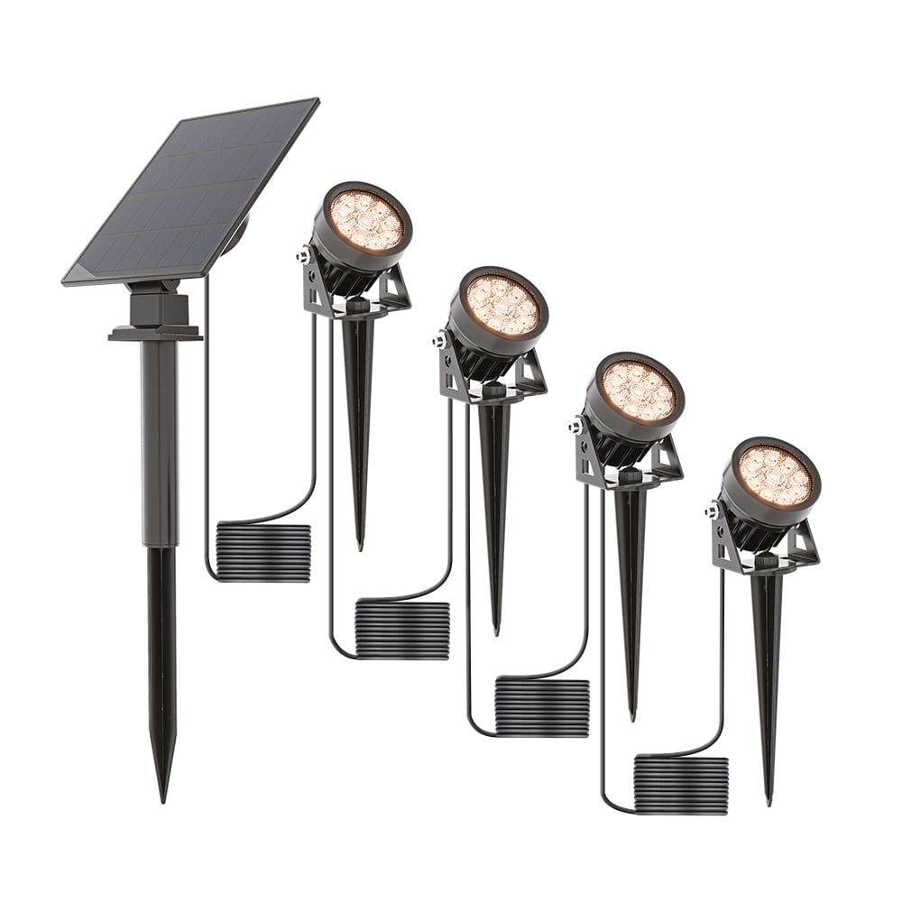 Troy - 4x Solar Gartenstrahler - Separates Solarpanel - 3000K - IP65
