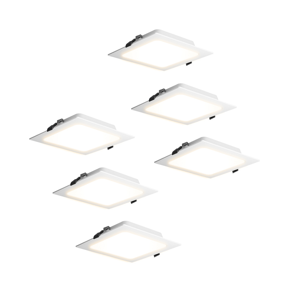 6er-Set Virginia Einbaustrahler - 9W 820lm - 2700K - IP20- 145x145mm - Weiß