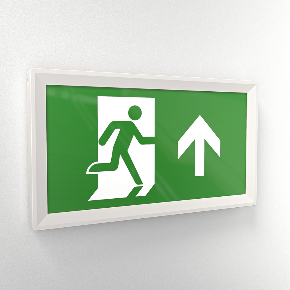 Macer - LED-Notleuchte mit Batterie - Aufbaumontage - IP20 - 3,5W 100lm - 3 Stunden Notstrombatterie - inkl. Piktogramm zur Fluchtwegsignalisierung