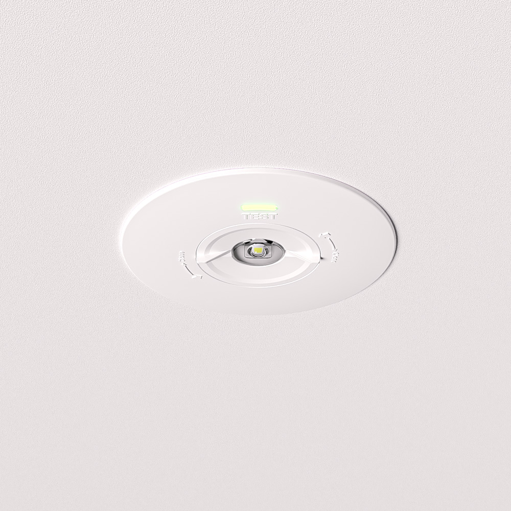 Locus - LED Einbaustrahler Notbeleuchtung Weiß - 2W 300lm - Austauschbare Linse - IP20 - 3-Stunden (3300mAh) - 6500K - Autotestfunktion