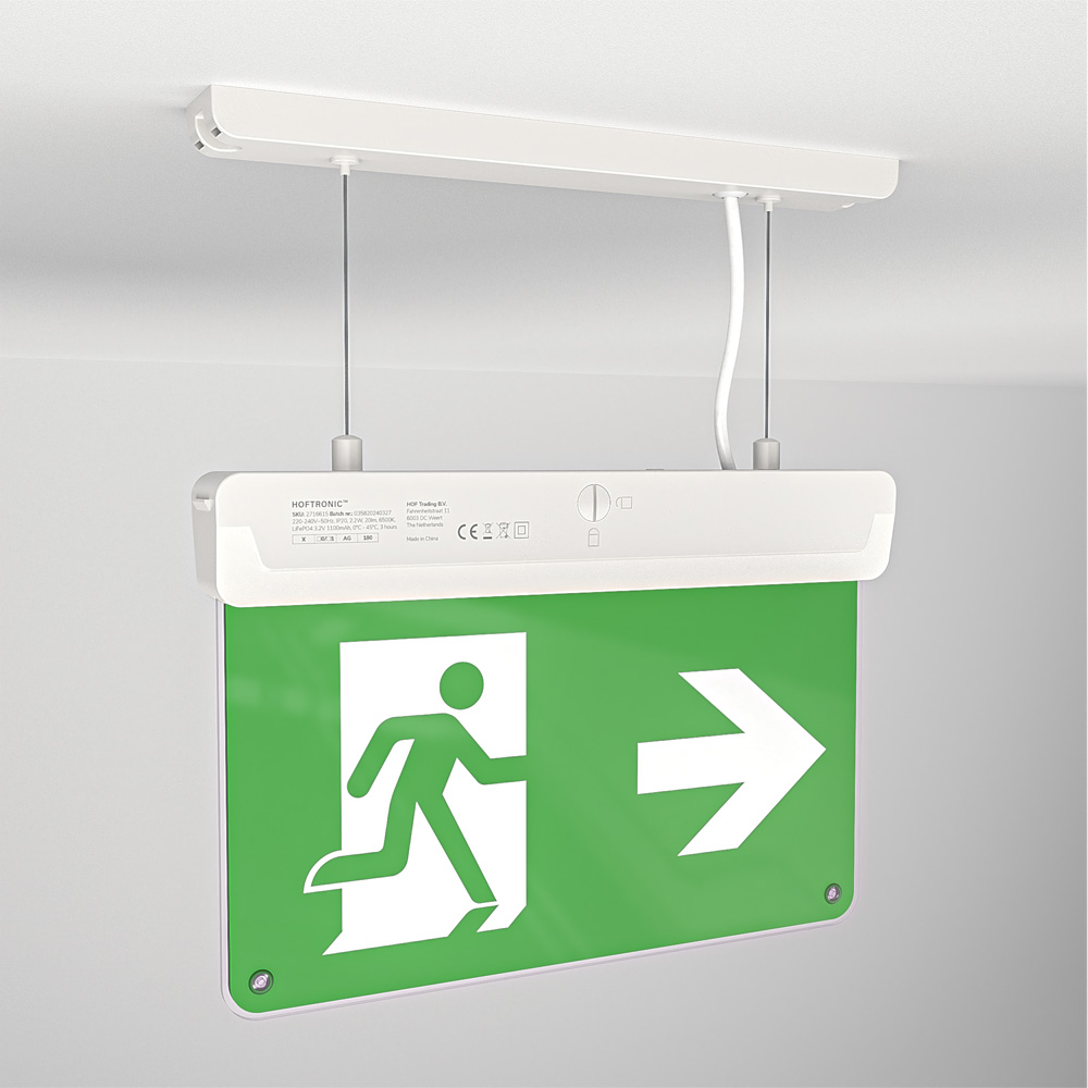 Tumu Notbeleuchtung mit Batterie - 1,3W - 6000K - IP20 - inkl. Fluchtweganzeige