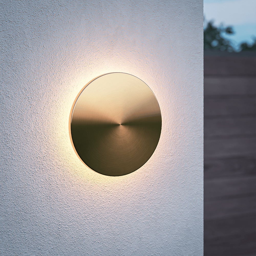 Casper LED wall light 9W 2700K IP54 golden cover