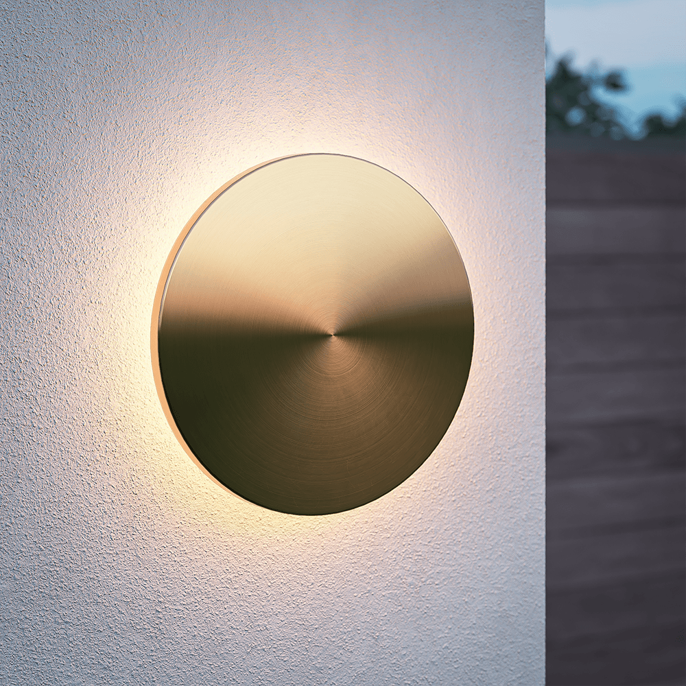 Casper LED wall light 18W 2700K IP54 golden cover