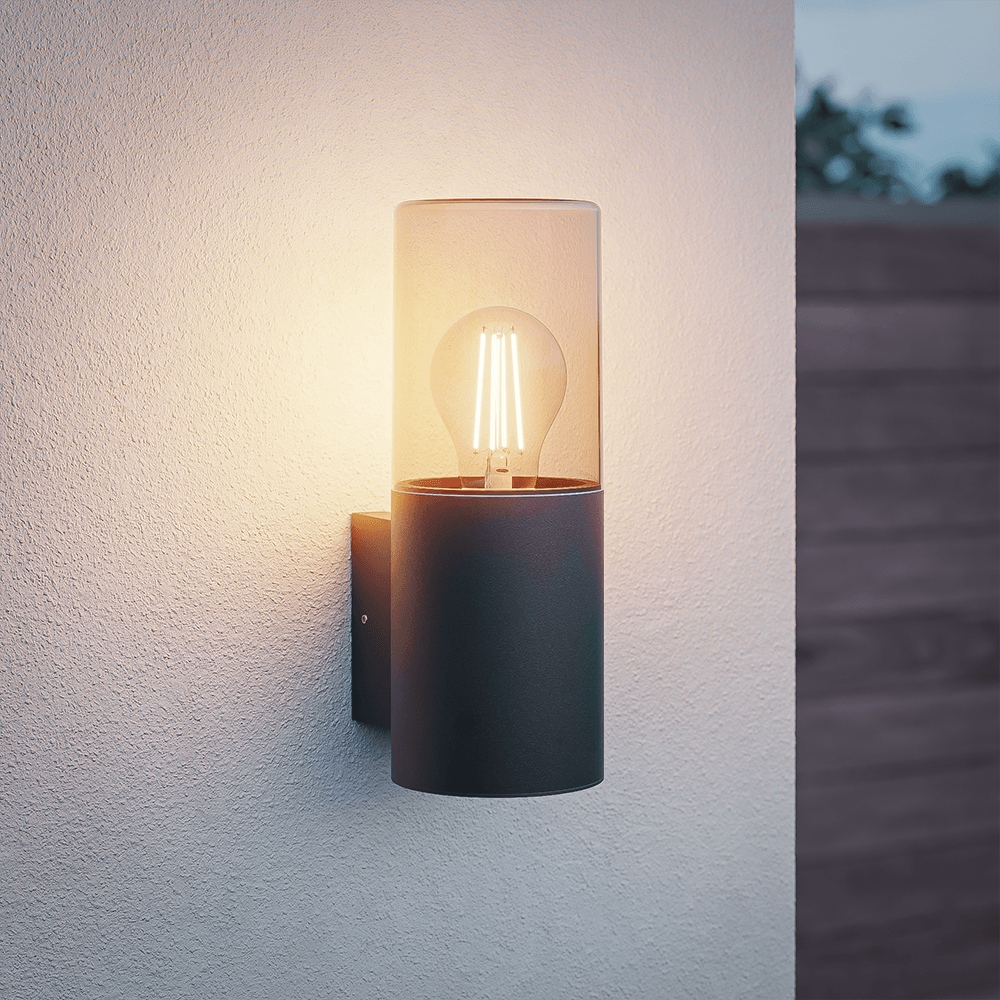 Blaze - LED Wandleuchte - Up light - E27 Fassung - IP44 Wasserdicht - Rauchglas