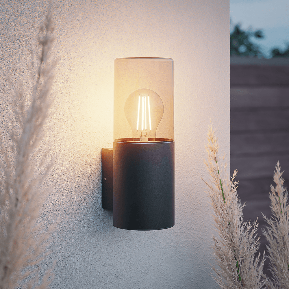 Blaze - LED Wandleuchte - Up light - E27 Fassung - IP44 Wasserdicht - Rauchglas