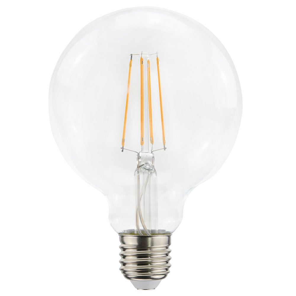 LED-Glühfadenlampe E27 - 9W 1055lm - G95 - 2700K - Dimmbar - Klares Glas