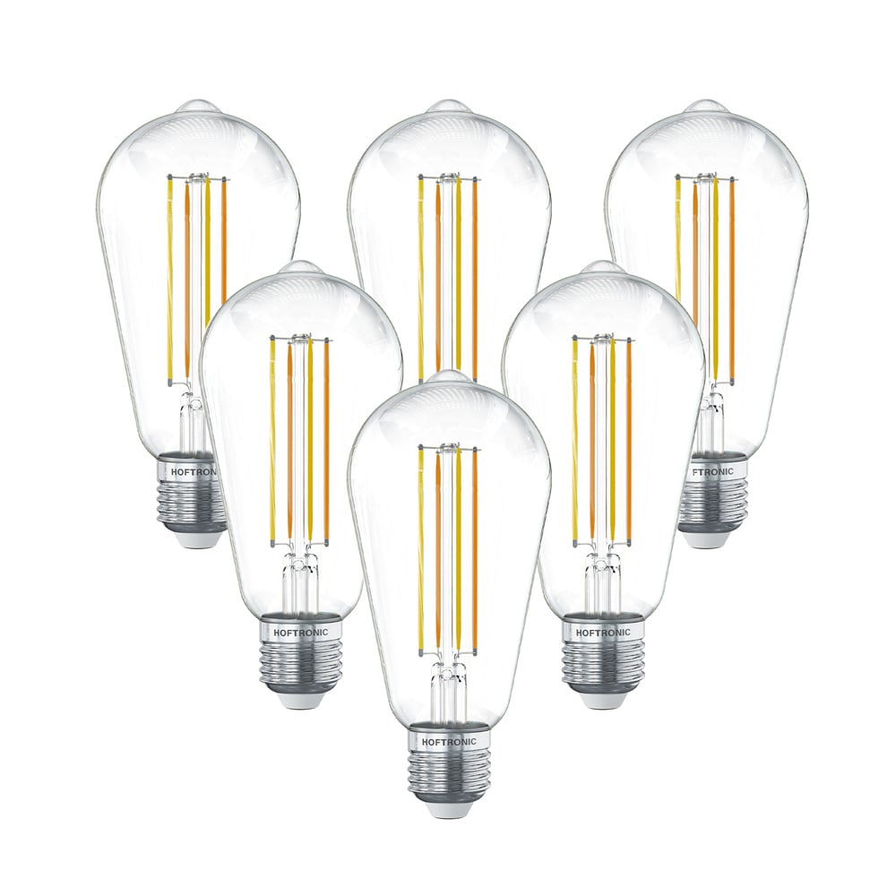 Set mit 6 Smart E27 LED-Glühlampen - 7W 806lm - ST64 Hell - 1800-3000 K - Dimmbar