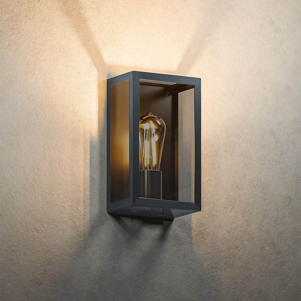 Stella LED-Wandleuchte - Rauchglas - E27-Fassung - IP44 - Dimmbar - Schwarz