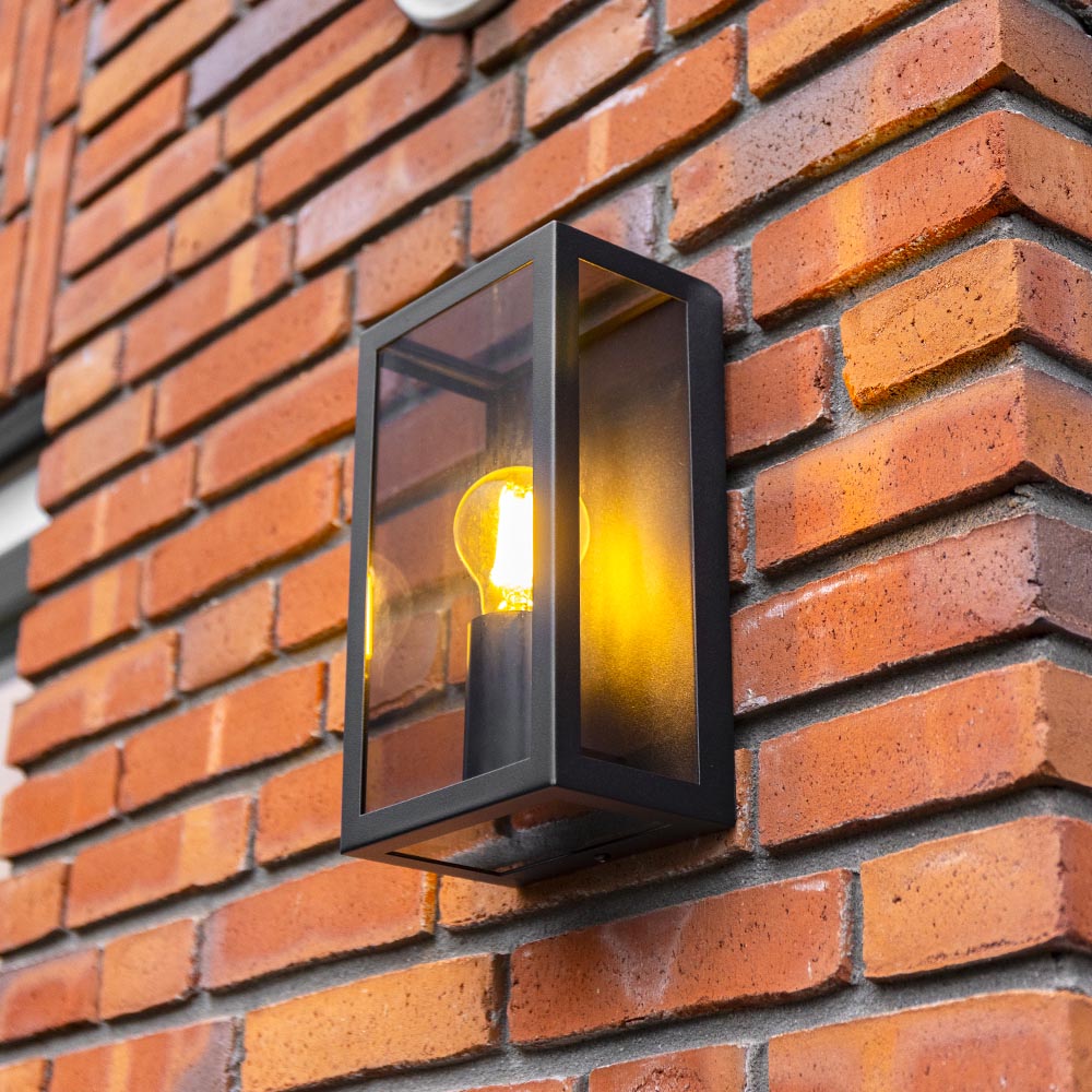 Stella LED-Wandleuchte - Rauchglas - E27-Fassung - IP44 - Dimmbar - Schwarz