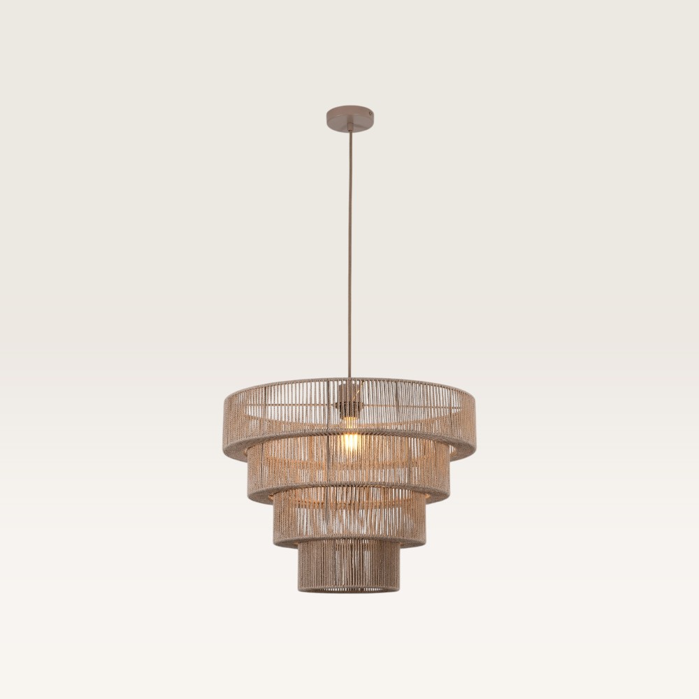 Pendant Lamp Galapagos taupe - Four layers of braided cotton string