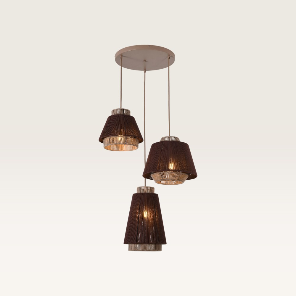 Pendant lamp Dolomites maronne - Three layers of braided cotton string
