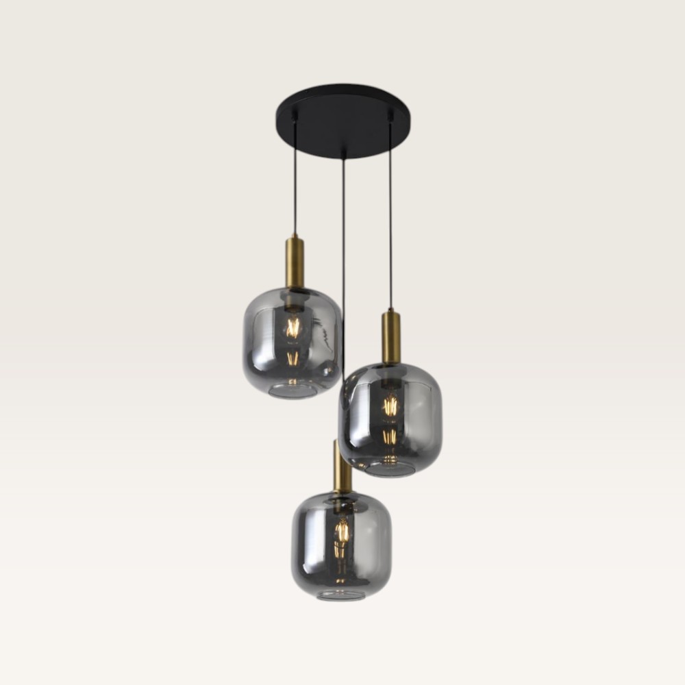 Pendant lamp Xirena vetro fumé III - Three smoked glass globes
