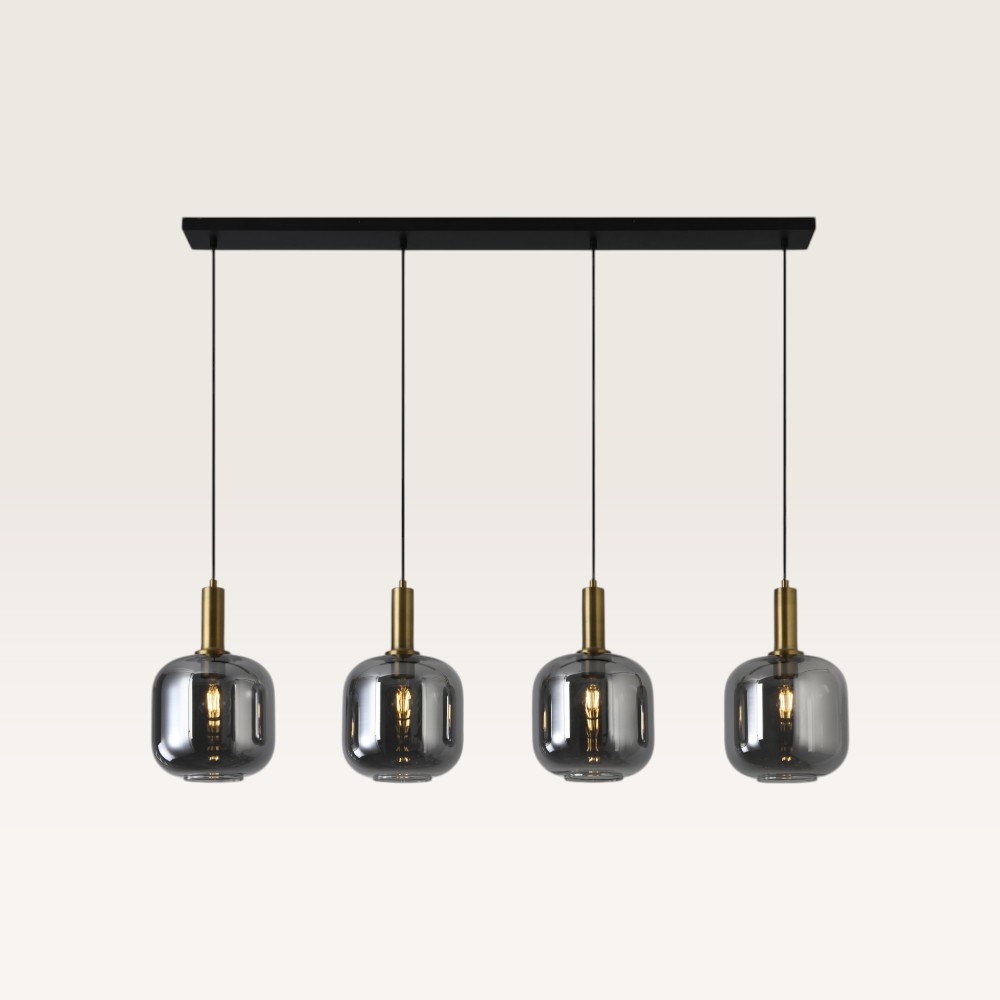 Pendant lamp Xirena vetro fumé IV - Four smoked glass globes
