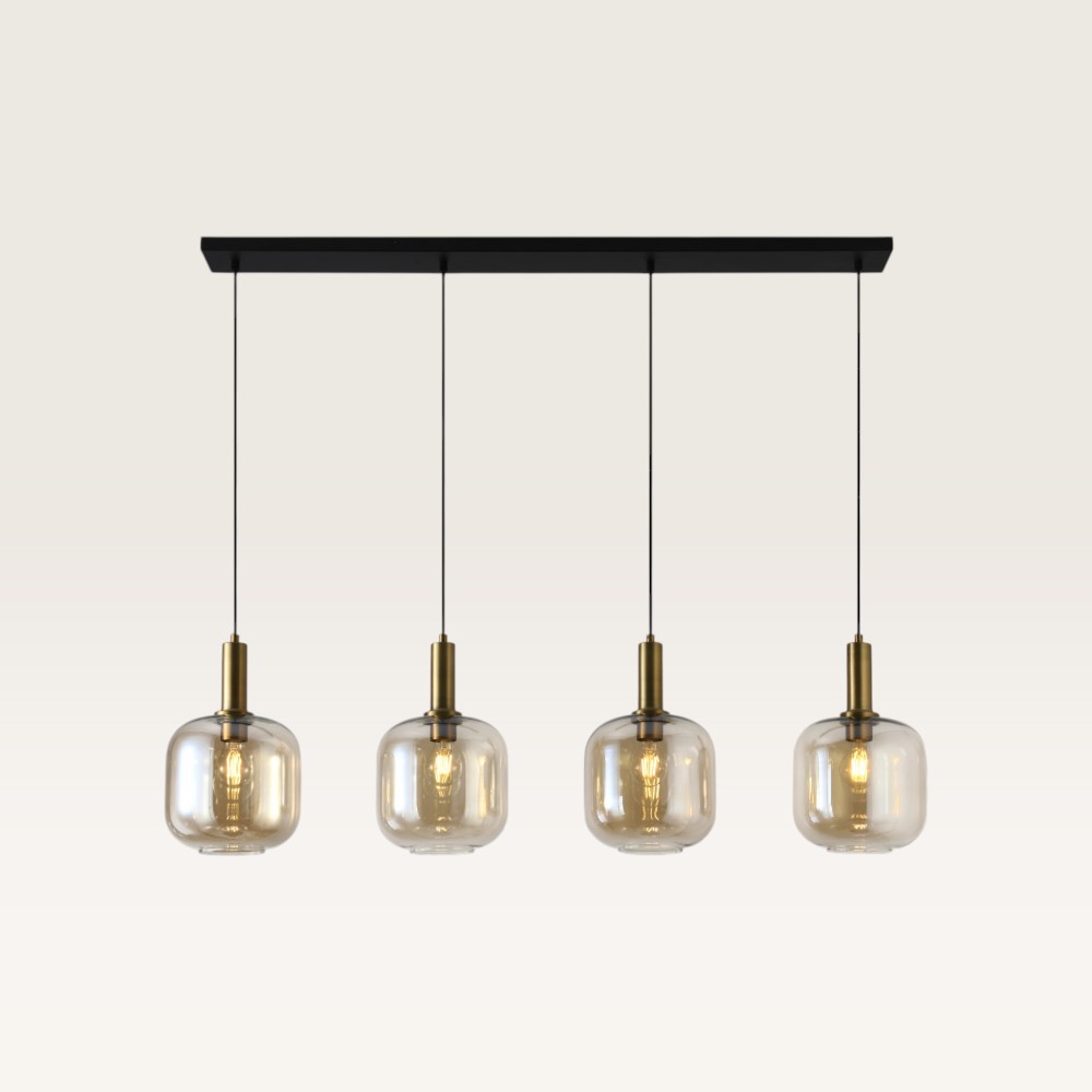 Pendant lamp Xirena ambra IV - Four amber-coloured glass globes