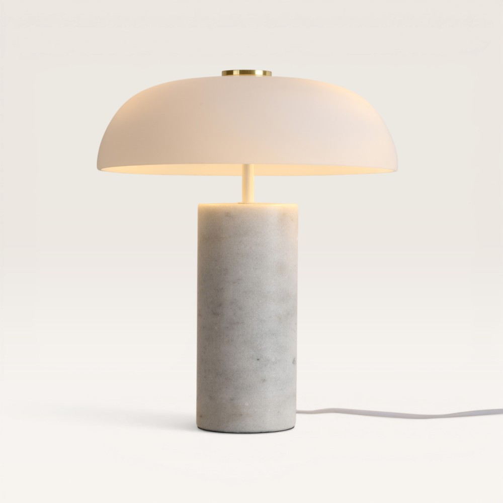 Table lamp Ivelon marmo - Mushroom lamp made from opal glass and marble