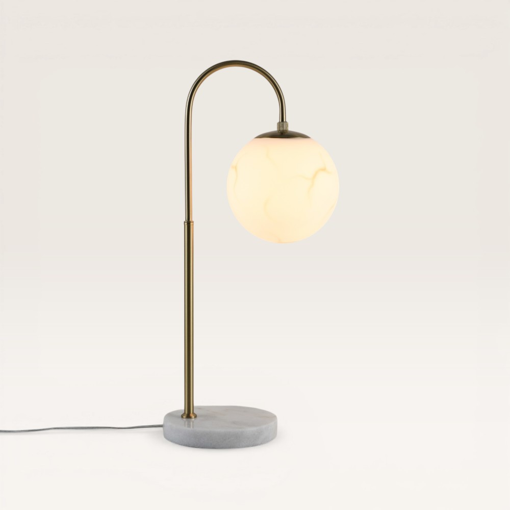 Table lamp Sereno alabastro m - Handmade opal glass globe, marble base