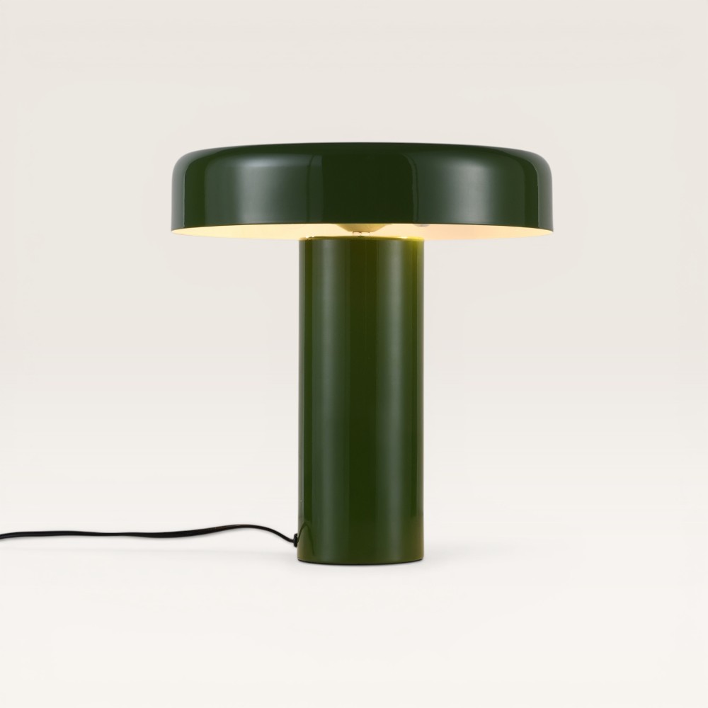 Table lamp Arcena verde oliva - Green metal mushroom lamp for indoor use