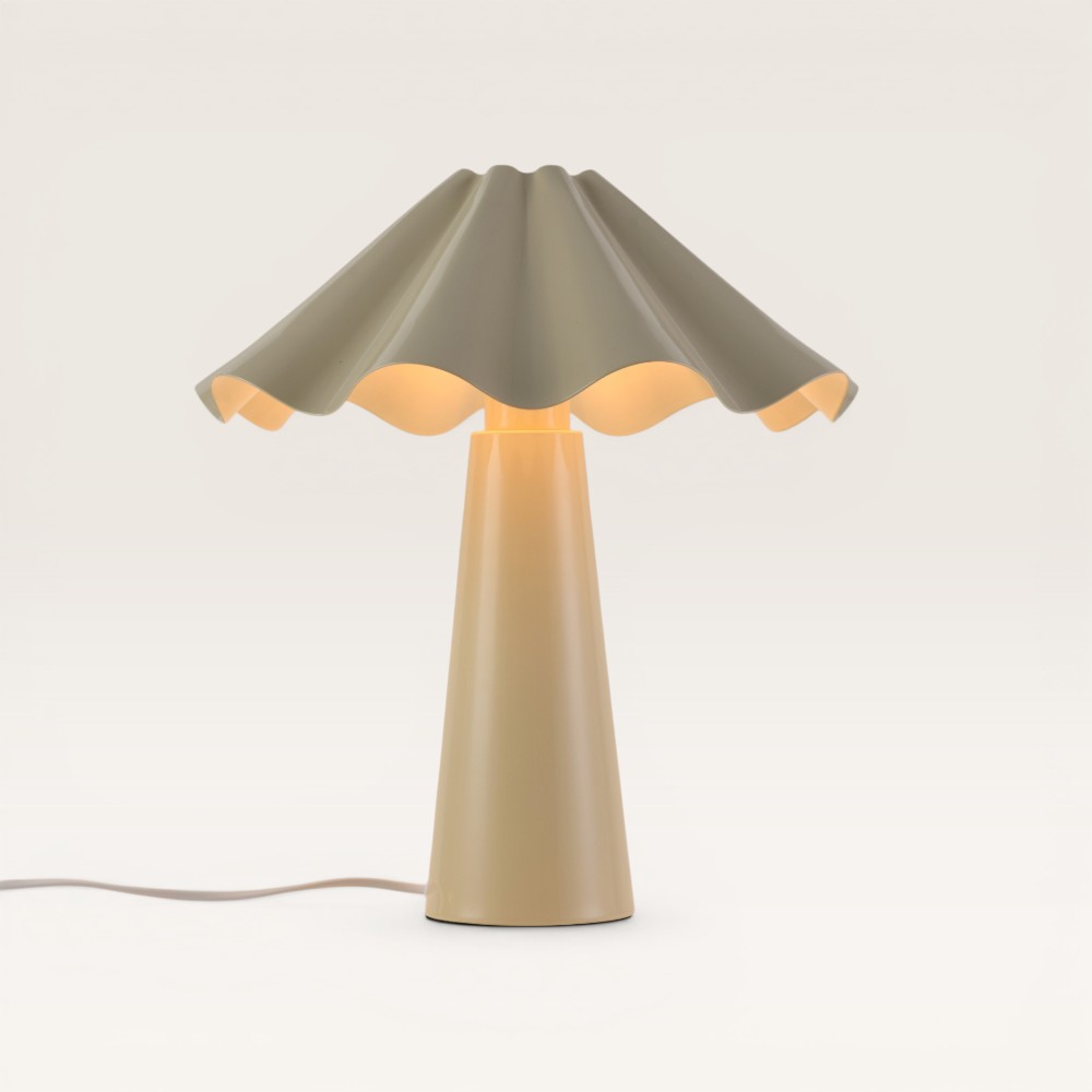 Table lamp Falisse crema - Mushroom lamp with an umbrella-shaped shade