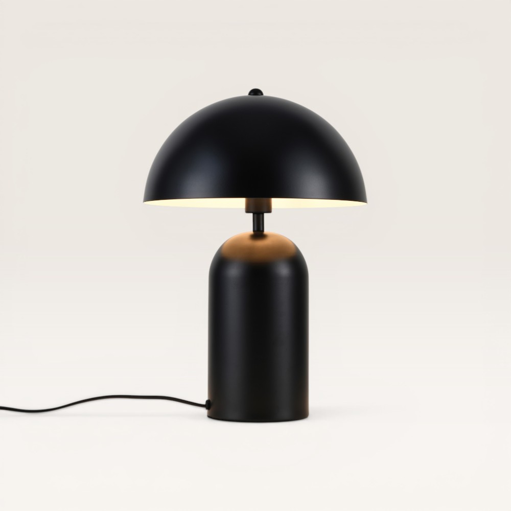 Tischlampe Asteri nero s – Schwarze Pilzlampe für den Innenbereich