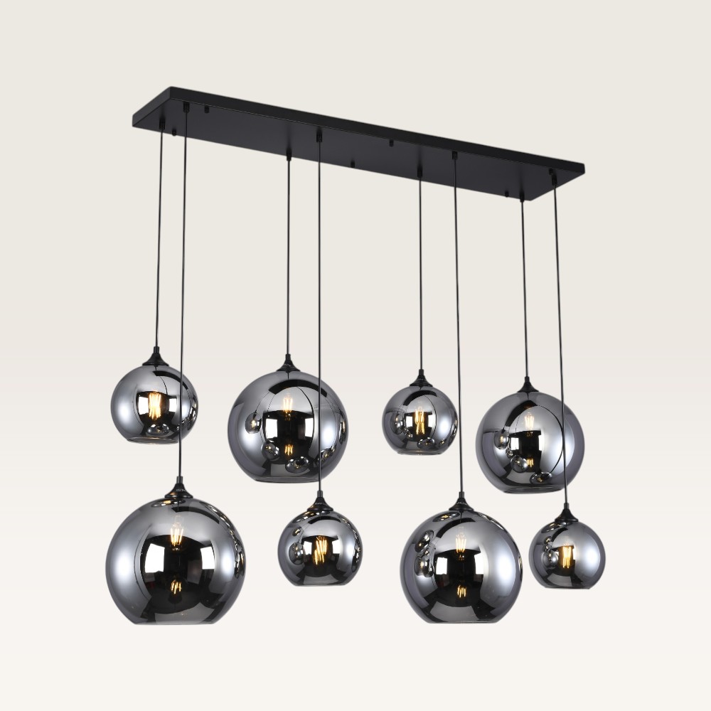Pendant lamp Arcylon vetro fumé VIII - Eight smoked glass globes