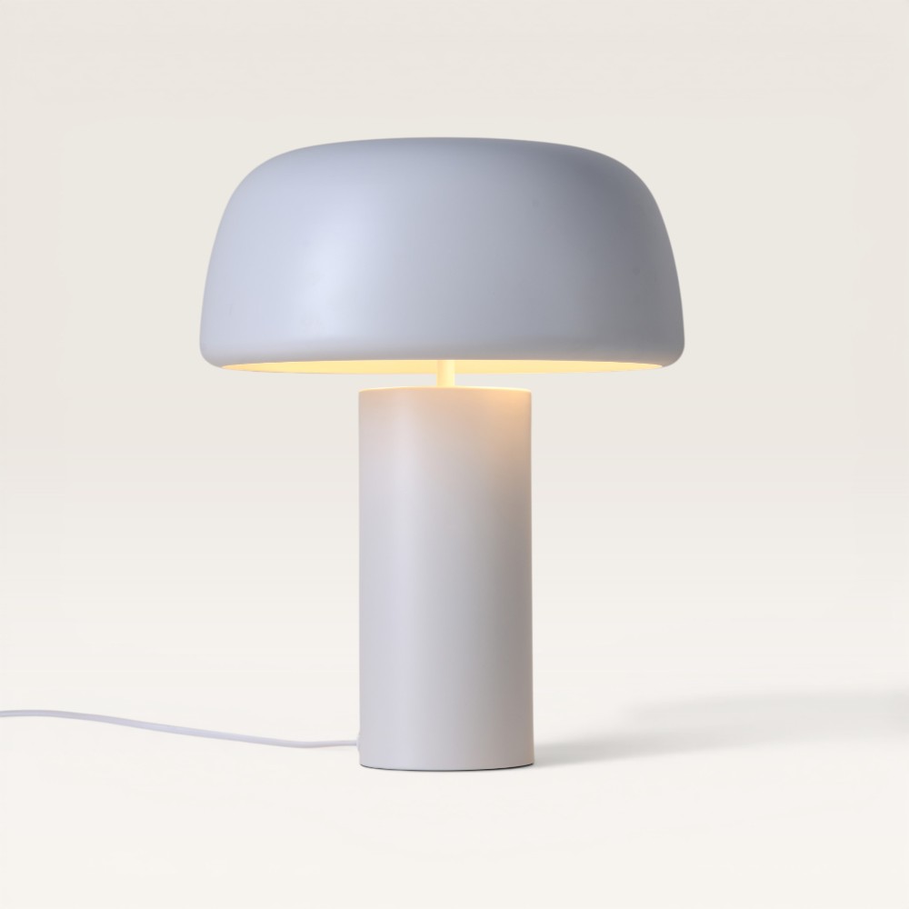 Table lamp Voryn bianco m - White metal mushroom lamp for indoor use