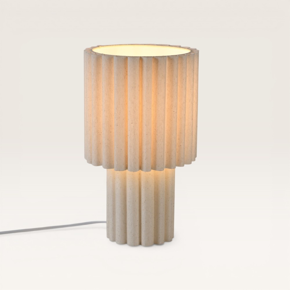 Selyra lino table lamp - Mushroom lamp, made entirely from pleated linen