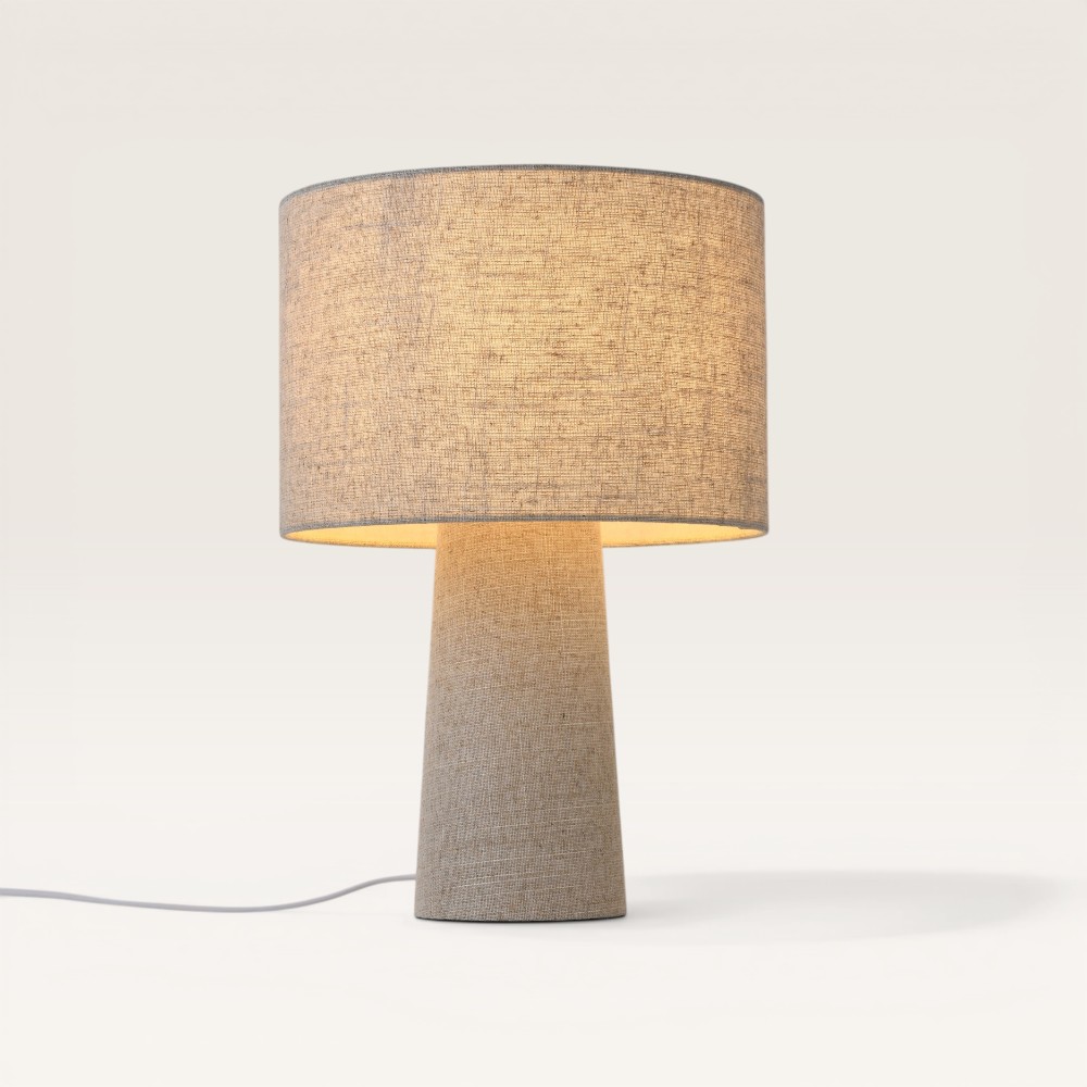 Table lamp Melyro lino - With a shade and base made of sheer linen