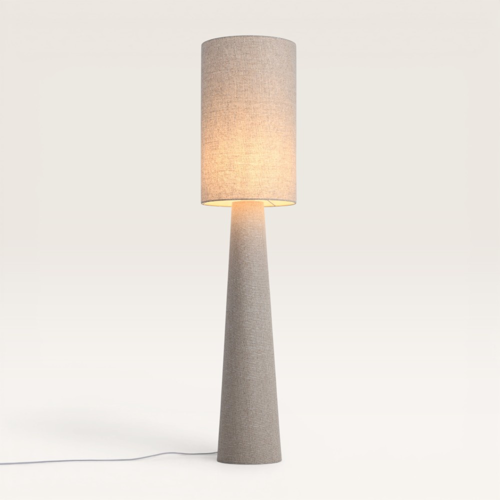 Stehleuchte Marone lino l – Schirm und Fuß aus durchscheinendem Leinen