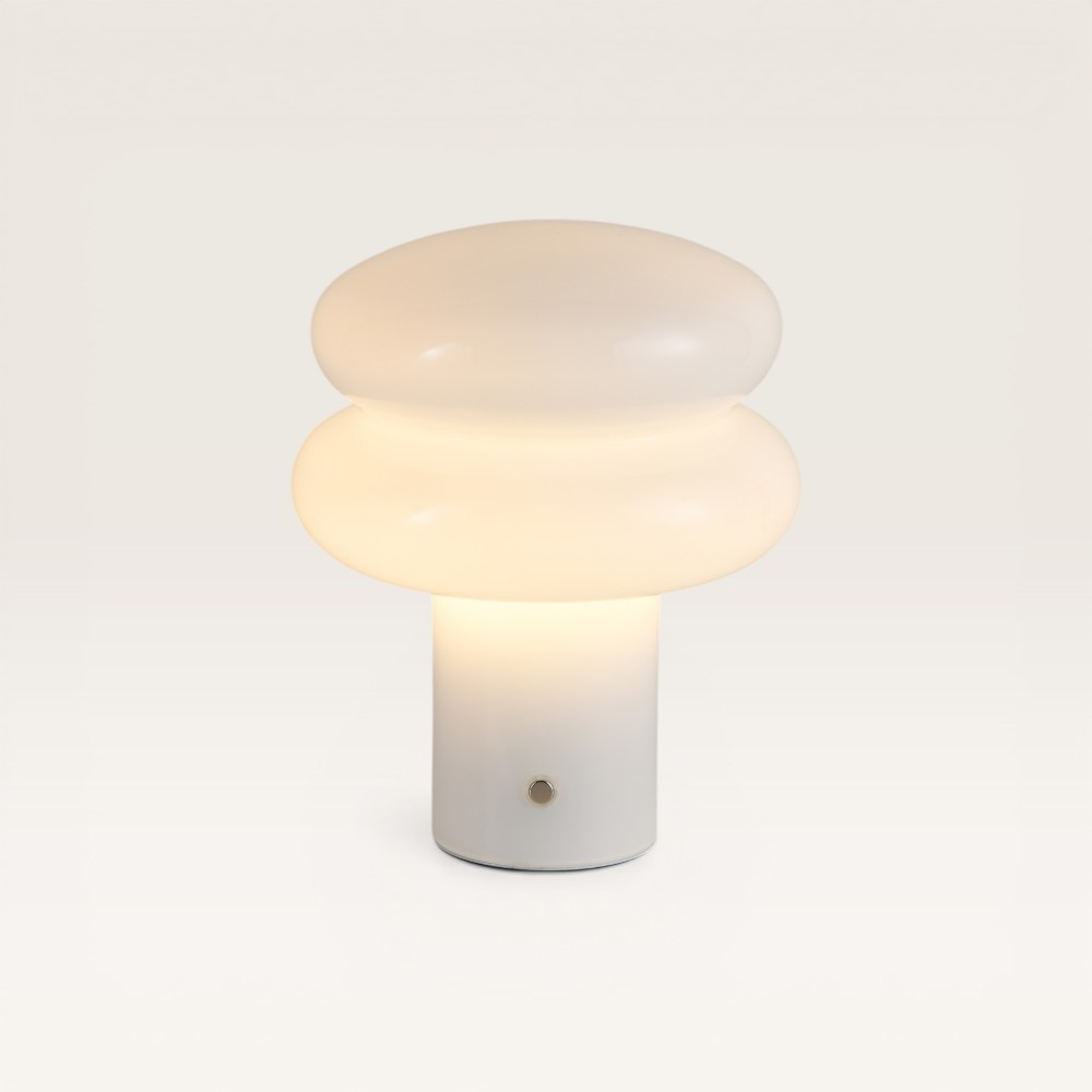 LED table lamp Elistro bianco - Dimmable and rechargeable glass mushroom lamp