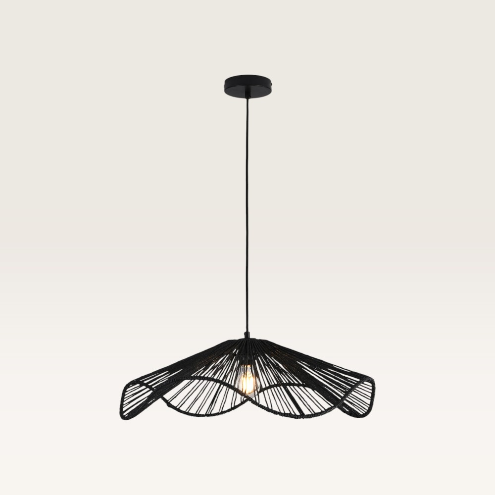 Pendant lamp Avanta nero l - Black lamp made from braided paper cord