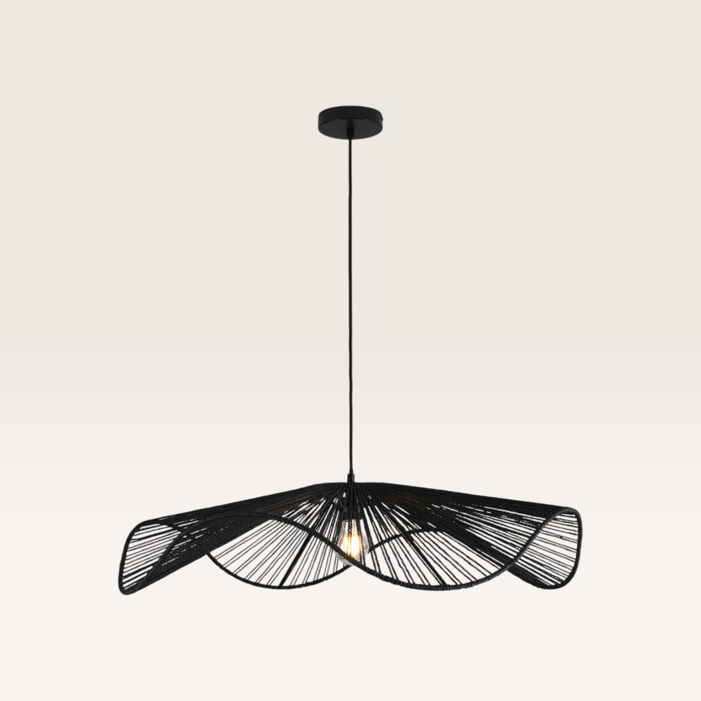 Pendant lamp Avanta nero xl - Black lamp made from braided paper cord