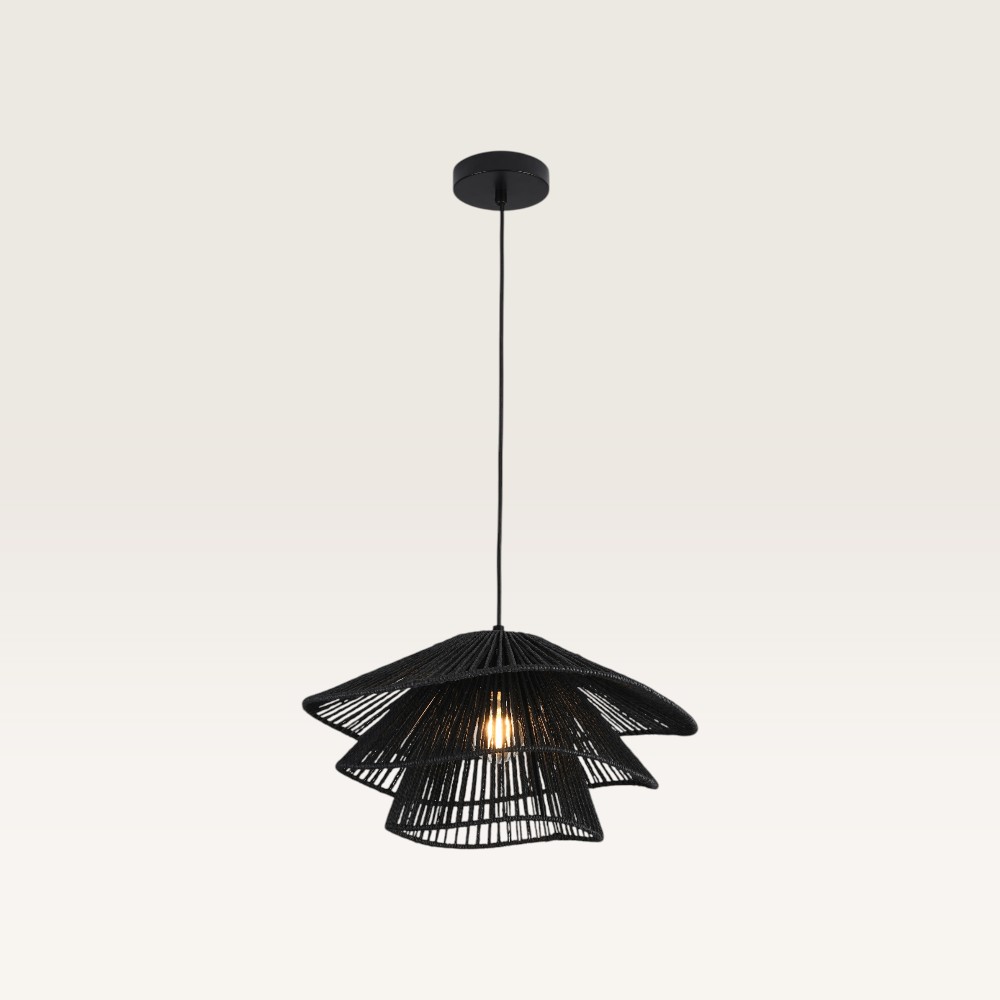 Pendant lamp Avanta nero tre - Black lamp made from braided paper cord