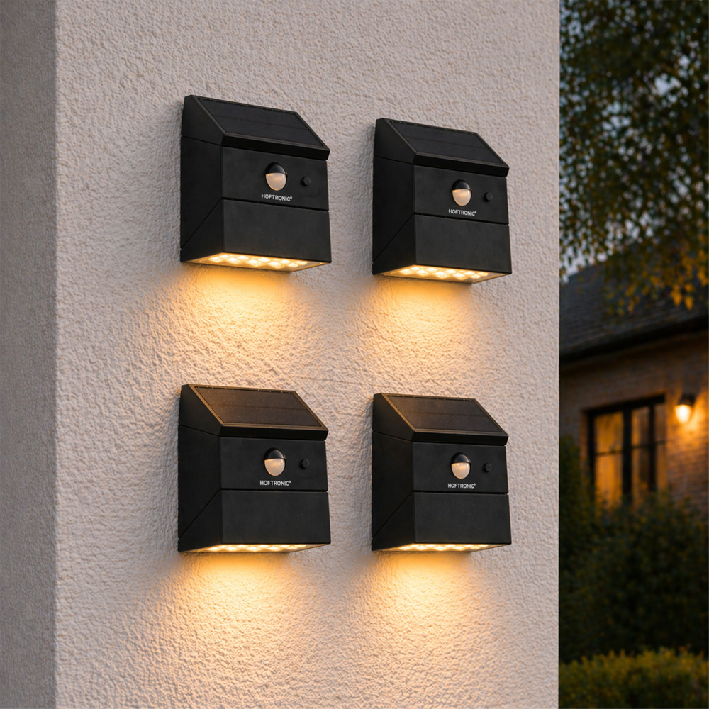 4-pack Cubos Solar LED Wall Lights - 2.5W 300lm - 2700K/4000K/6000K - IP65 - Black - Downlight