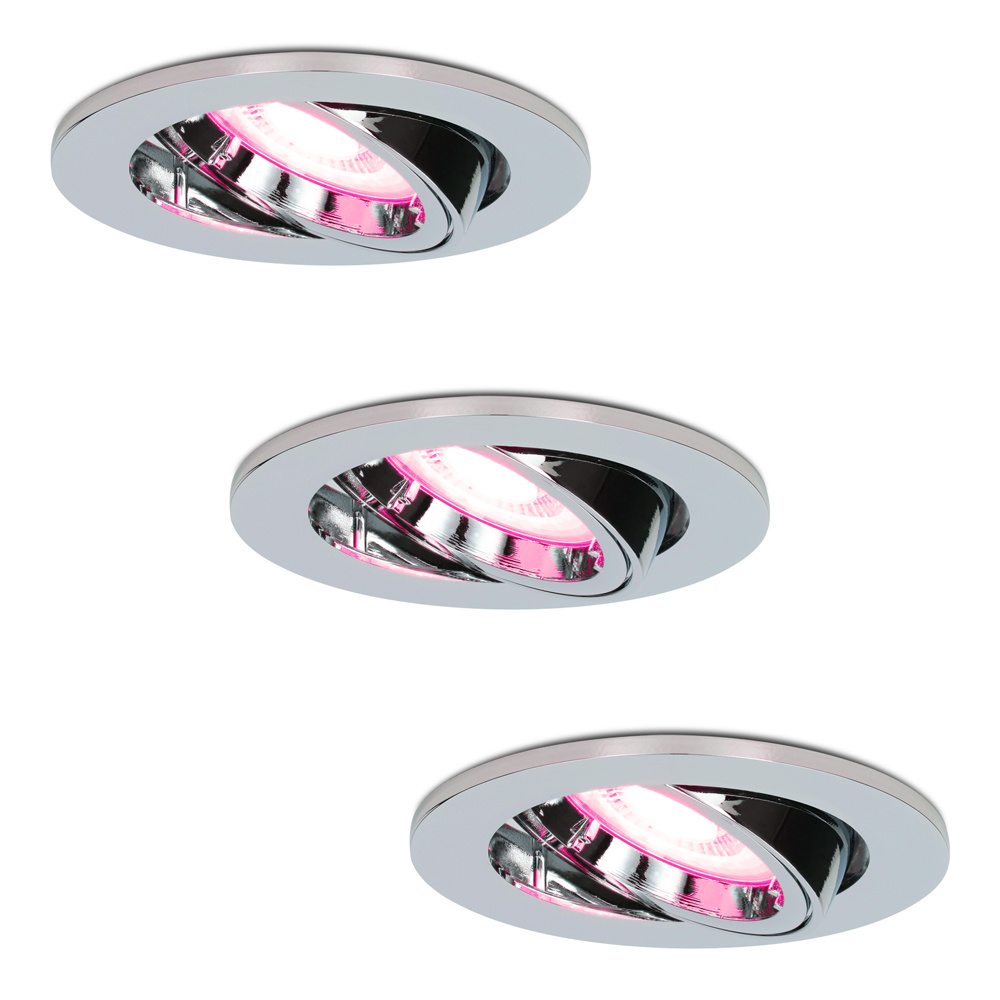 3x Maya Smart Einbaustrahler - Schwenkbar - Wifi + Ble - RGBWW - Chrom
