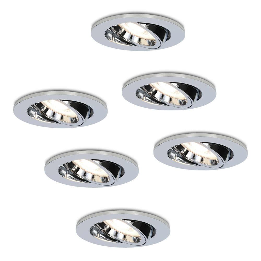 6x Maya LED Einbaustrahler - 4W 345 Lumen - 4000K - Schwenkbar - Chrom