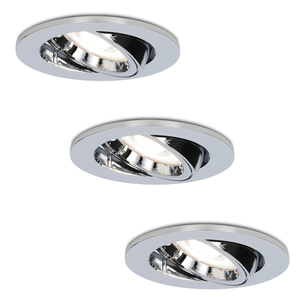 3x Maya LED Einbaustrahler - 4W 345 Lumen - 6500K - Schwenkbar - Chrom