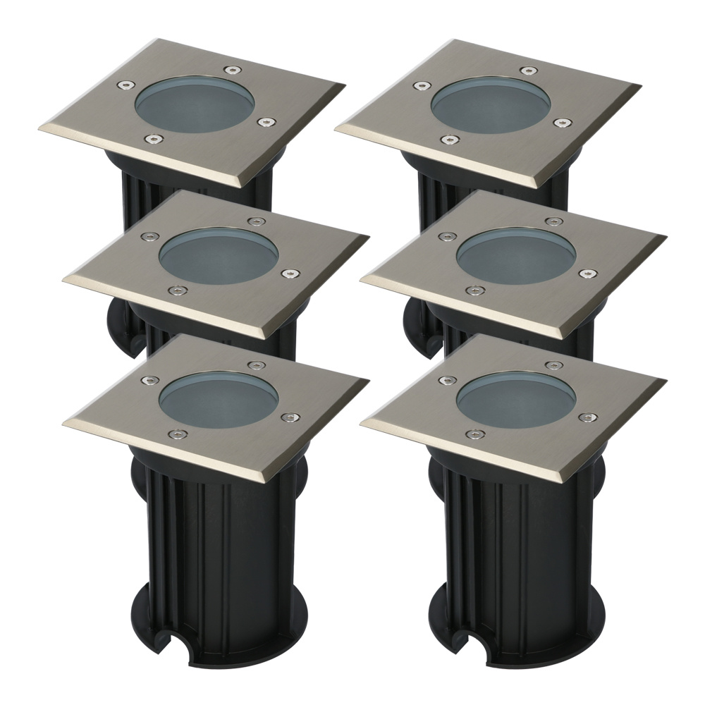 6x Ramsay LED Grondspots - vierkant - Dimbaar - GU10 - IP67 - RVS - Excl. Lichtbron