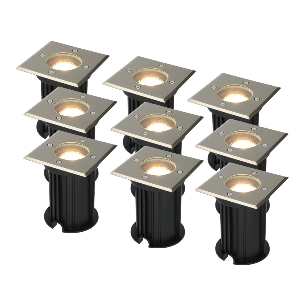 9x Ramsay LED Grondspots - Dimbaar - GU10 - 4W 345lm - 2700K - IP67 - RVS