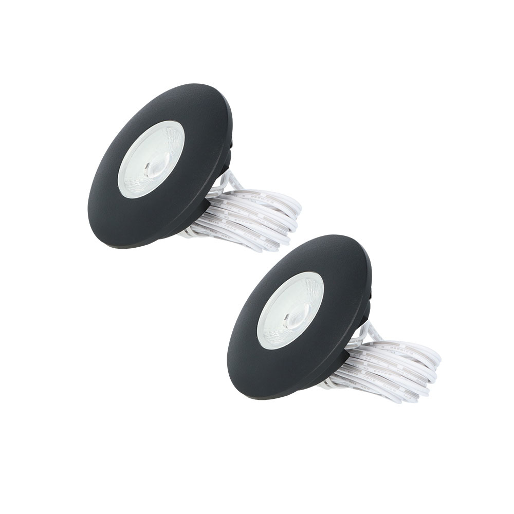 2 stk. Pavo LED Inbouwspots Plat - 3W 300 Lumen - 2700K - Zwart