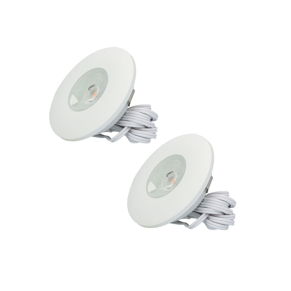 2 stk. Pavo LED Inbouwspots Plat - 3W 300 Lumen - 2700K - Wit