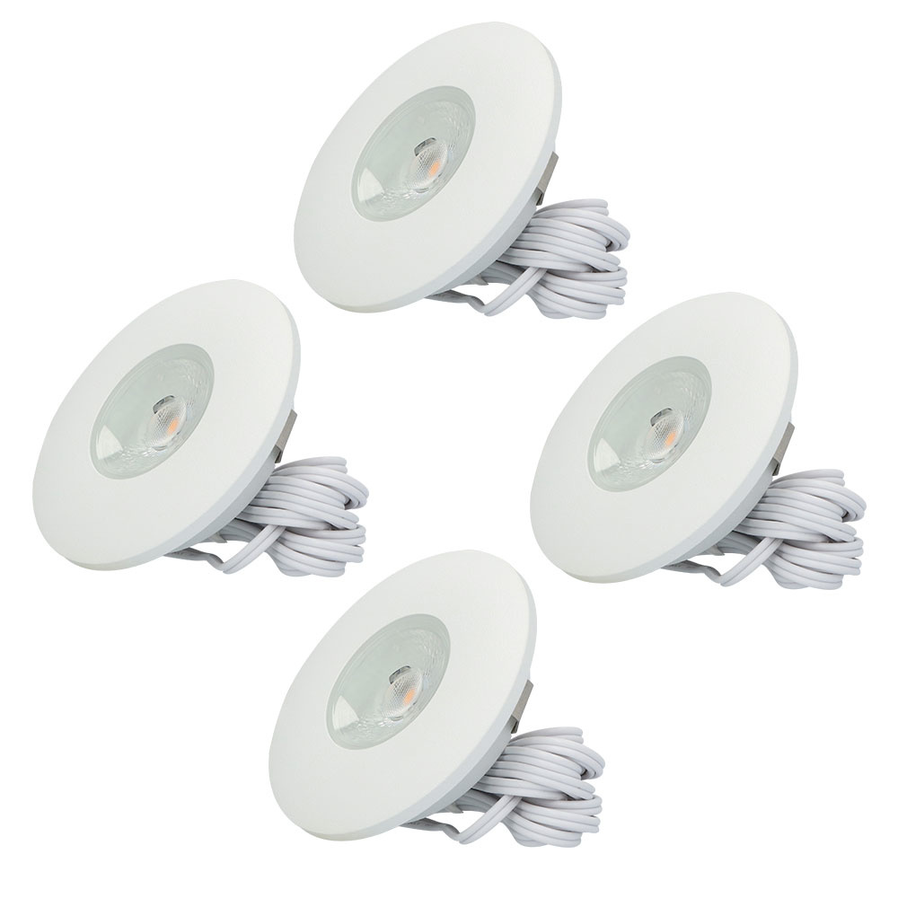 4x Pavo LED Inbouwspots Plat - 3W 300 Lumen - 2700K - Wit