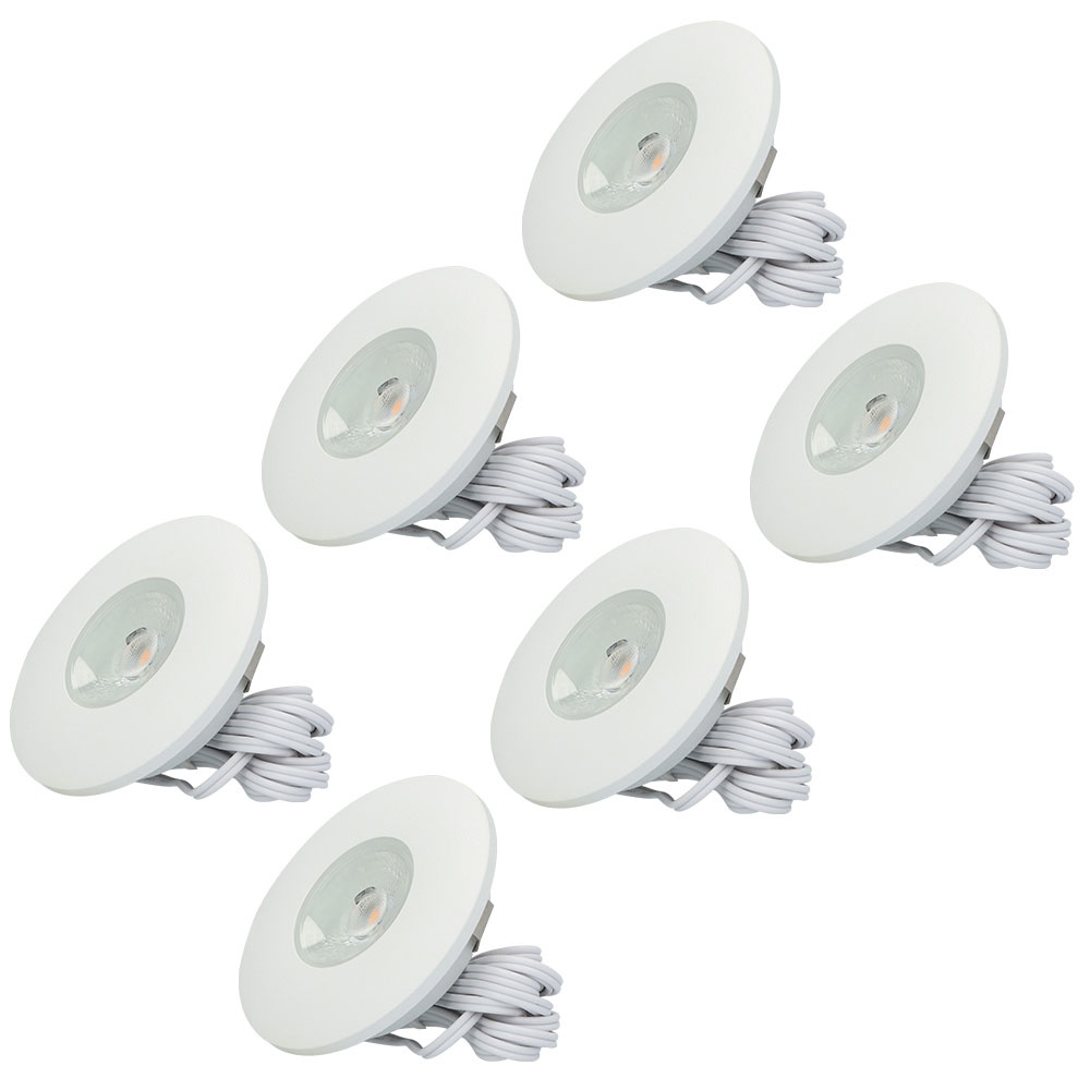 6x Pavo LED Inbouwspots Plat - 3W 300 Lumen - 2700K - Wit