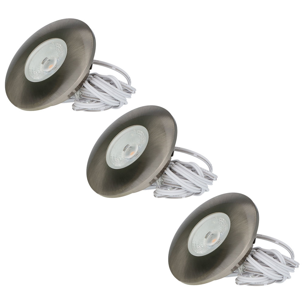 3x Pavo LED Inbouwspots Plat - 3W 300 Lumen - 2700K - RVS