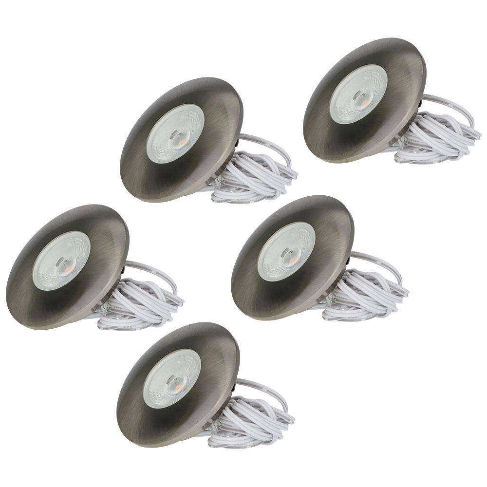 5x Pavo LED Inbouwspots Plat - 3W 300 Lumen - 2700K - RVS